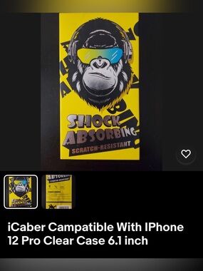 Clear Shock-Absorbing iPhone 12 Pro Case with Yellow Gorilla Graphic